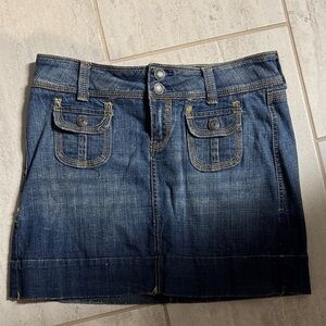 Dark Blue Denim Mini Skirt - Women